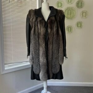 American Vintage 1970's Women's Raccoon Fur and Leather Coat